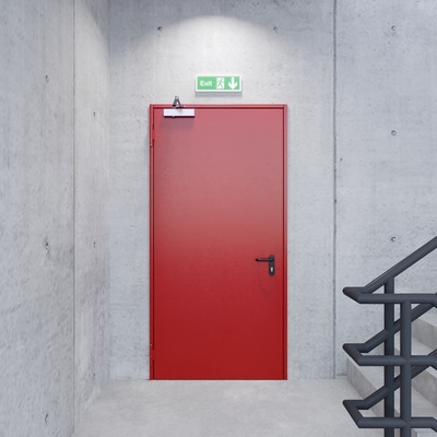 Porte coupe feu rouge